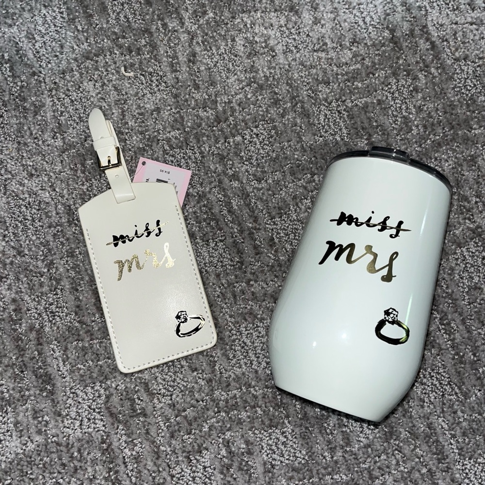 Kate Spade bride bundle - luggage tag and wine tumbler